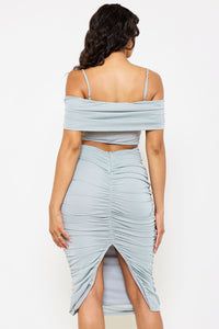 Symphony Dress - Glitter Open Shoulder Midi Dress | Zezebe