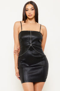 Symphony Dress - Faux Leather With Zipper Detail Mini Dress | Zezebe