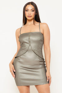 Symphony Dress - Faux Leather With Zipper Detail Mini Dress | Zezebe