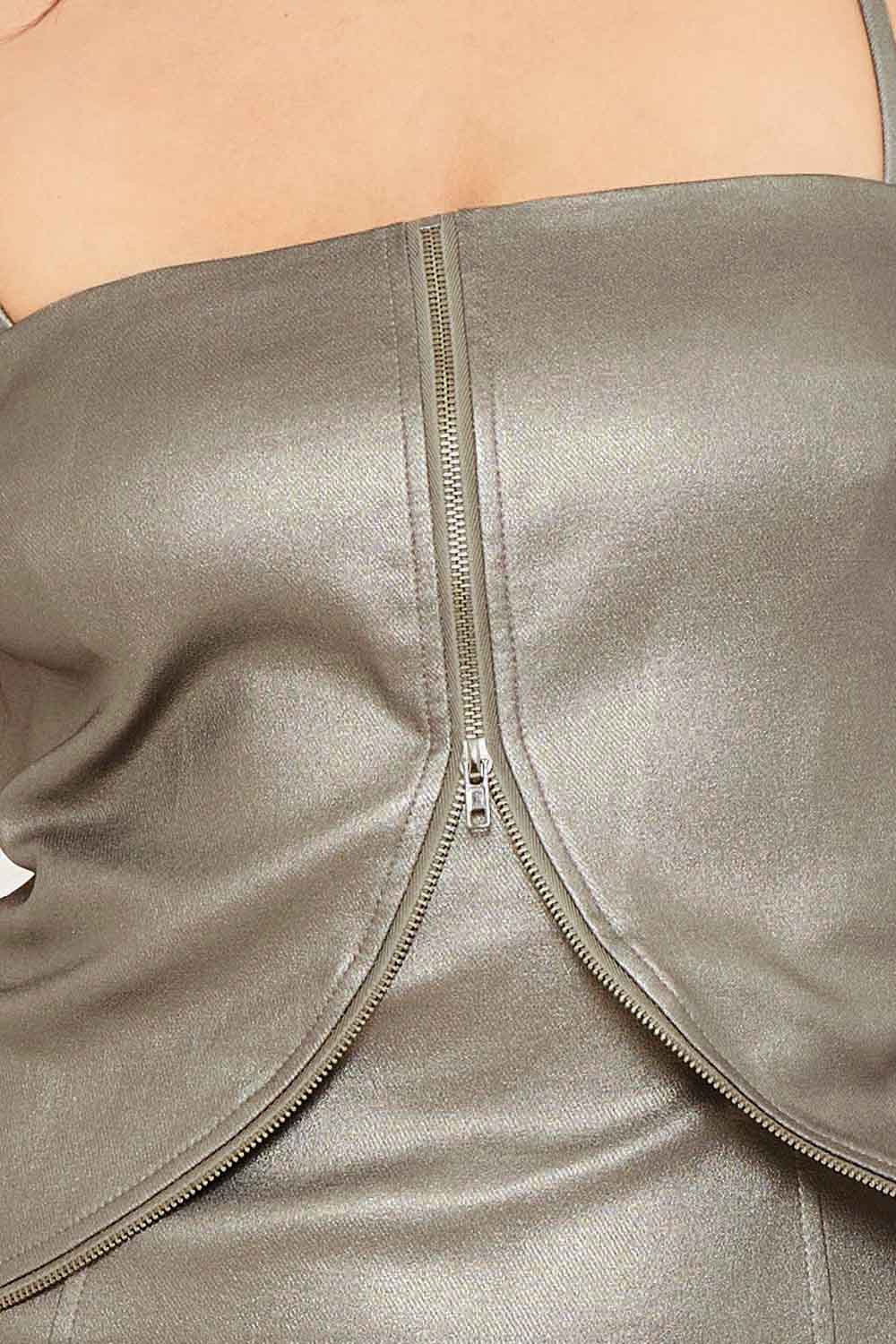 Symphony Dress - Faux Leather With Zipper Detail Mini Dress | Zezebe