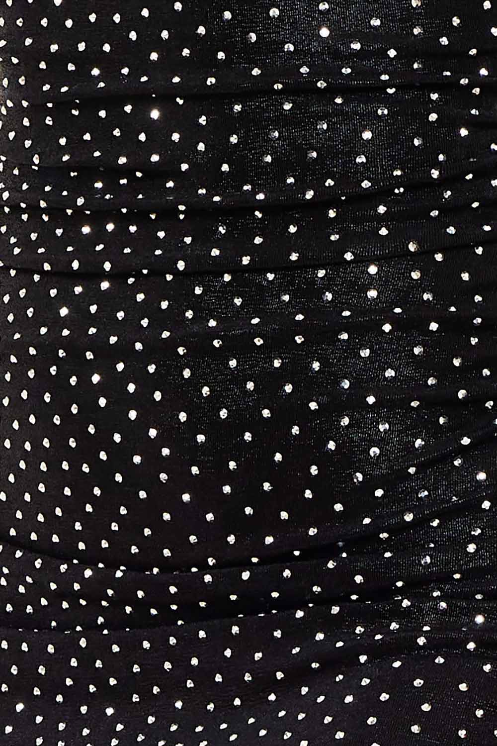 Foil With Rhinestone Shirring Midi Dress