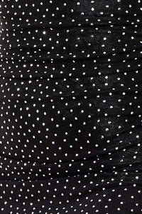 Foil With Rhinestone Shirring Midi Dress