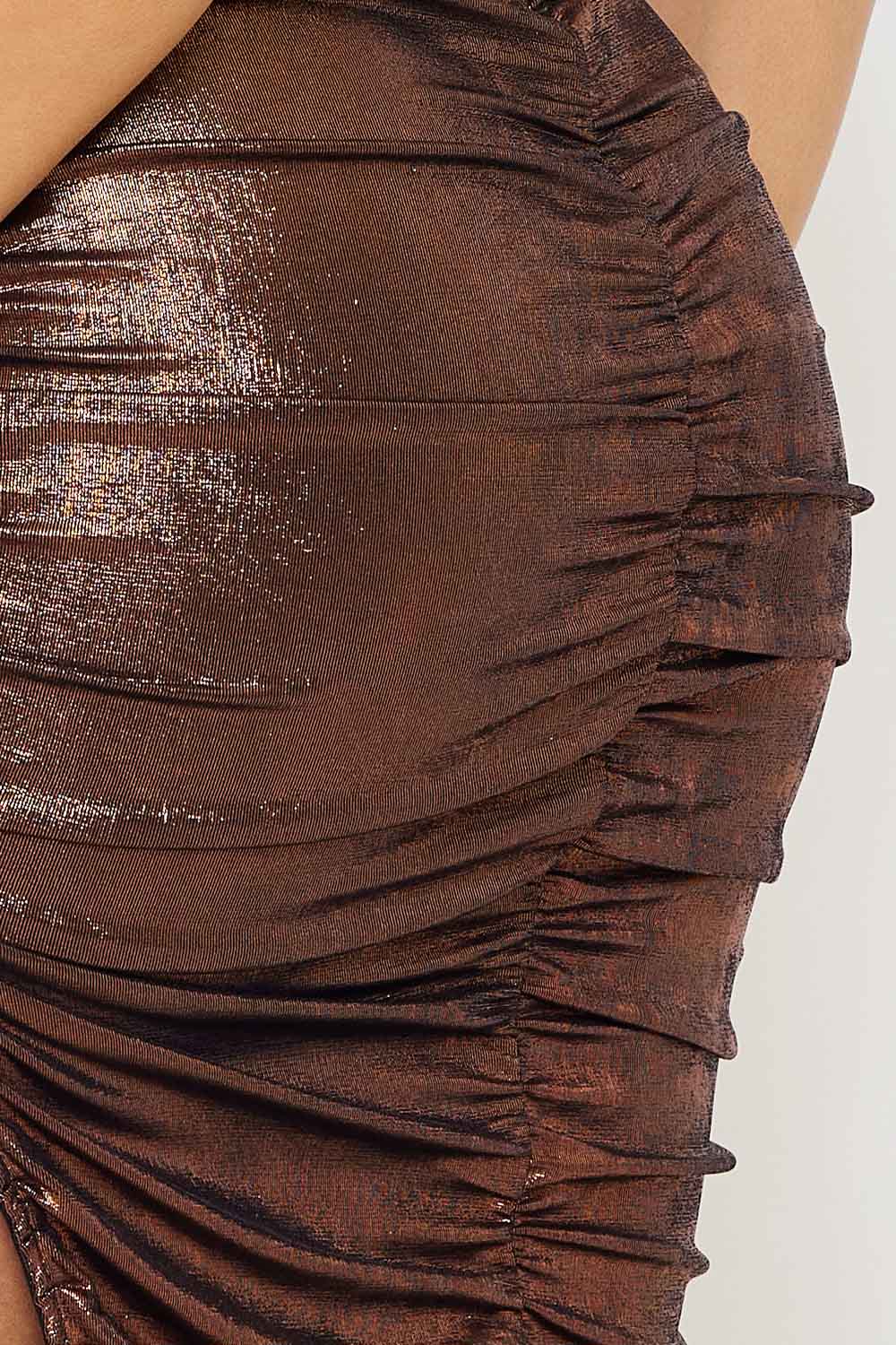 Metallic Corset Bralette Midi Dress