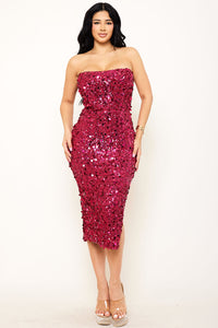 Symphony Dress - Sequin Tube Top Midi Dress | Zezebe