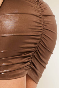 Foil Criss-Cross Ladder Side Mini Dress