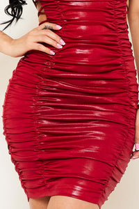 Foil Criss-Cross Ladder Side Mini Dress