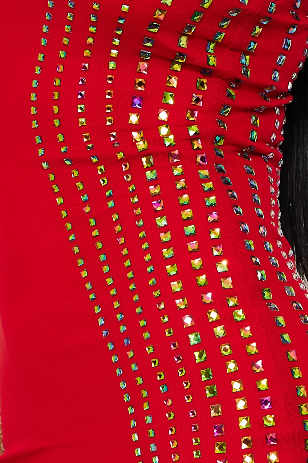 Symphony Dress - Square Rhinestone Power Mesh Mini Dress | Zezebe