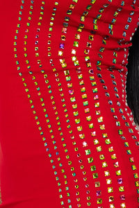 Symphony Dress - Square Rhinestone Power Mesh Mini Dress | Zezebe