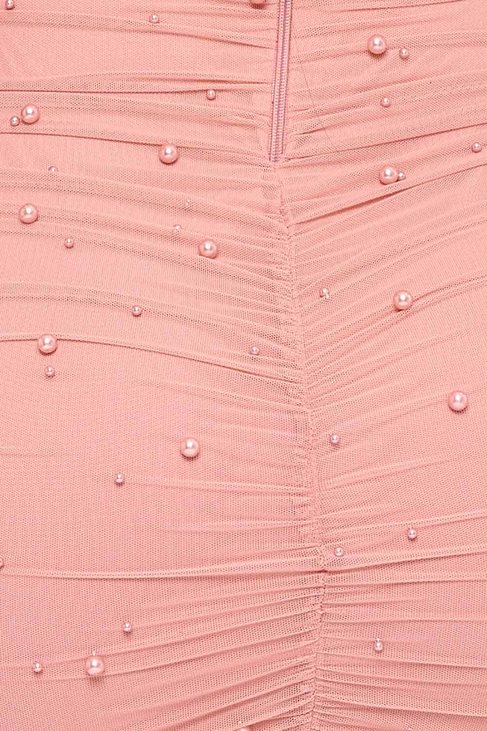 Pearl Bead On Power Mesh Midi Dress