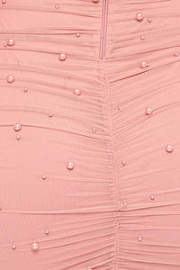 Pearl Bead On Power Mesh Midi Dress