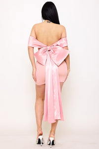 Satin Ribbon Bow Detail Back Mini Dress