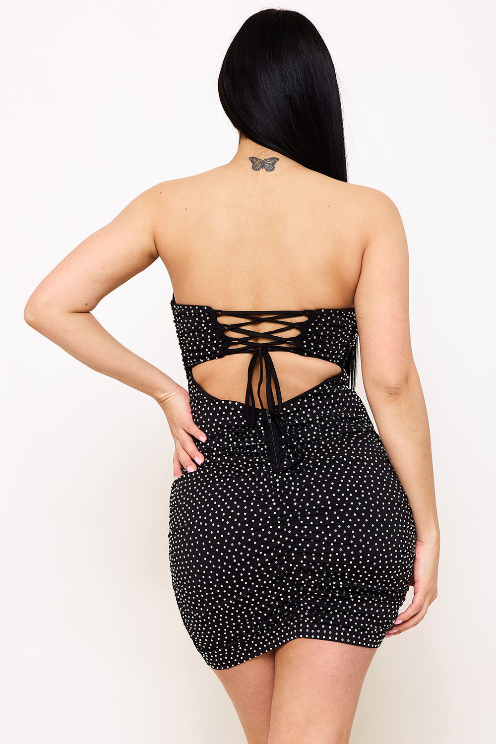 Rhinestone Strapless Mini Dress