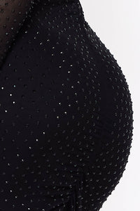 Symphony Dress - Translucent Rhinestone Midi Dress | Zezebe