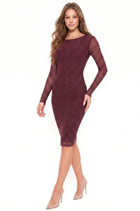 Translucent Rhinestone Midi Dress