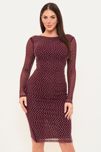 Symphony Dress - Translucent Rhinestone Midi Dress | Zezebe