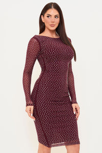 Symphony Dress - Translucent Rhinestone Midi Dress | Zezebe