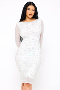 Symphony Dress - Translucent Rhinestone Midi Dress | Zezebe
