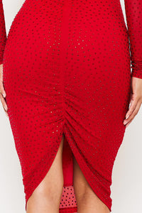 Symphony Dress - Translucent Rhinestone Midi Dress | Zezebe