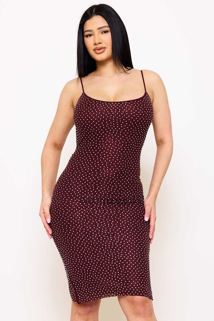 Symphony Dress - Rhinestone On Stretch Wavy Mesh Mini Dress | Zezebe