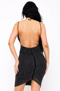 Symphony Dress - Rhinestone On Stretch Wavy Mesh Mini Dress | Zezebe