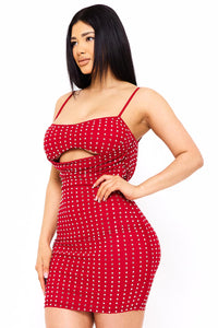 Symphony Dress - Rhinestone On Power Mesh Draped Front Mini Dress | Zezebe