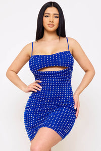 Symphony Dress - Rhinestone On Power Mesh Draped Front Mini Dress | Zezebe