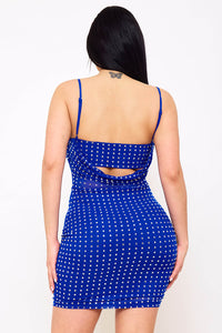 Symphony Dress - Rhinestone On Power Mesh Draped Front Mini Dress | Zezebe