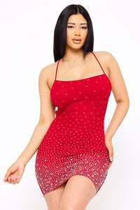 Symphony Dress - Radient Rhinestone Pattern On Power Mesh Mini Dress | Zezebe