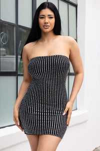 Symphony Dress - Rhinestone On Power Mesh Tube Top Mini Dress | Zezebe