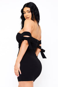 Off The Shoulder Bow Shoulder Mini Dress