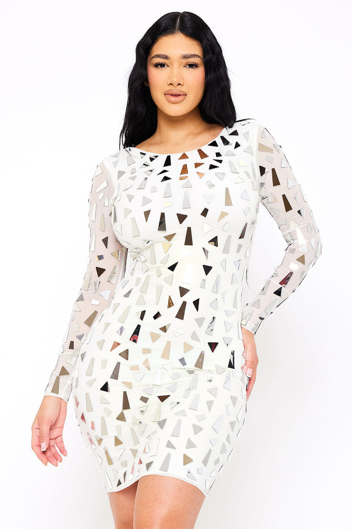 Symphony Dress - Mirror Glass Pieces Mini Dress | Zezebe