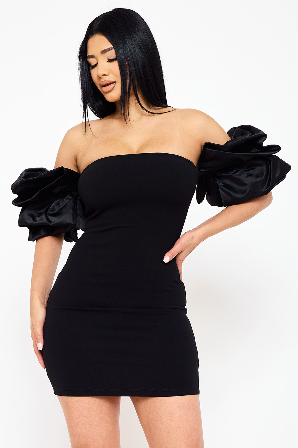 Symphony Dress - Layered Ruffle Sleeve Off The Shoulder Mini Dress | Zezebe