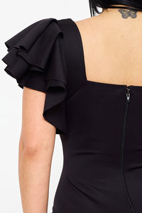 Symphony Dress - Double Layer Ruffle Short Sleeve Midi Dress | Zezebe