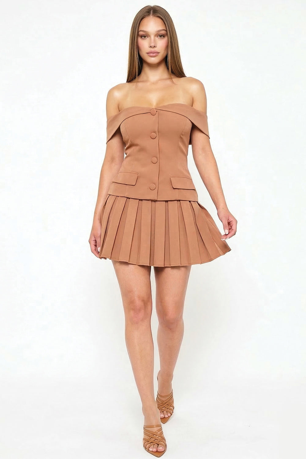 Woven Off The Shoulder Mini Dress