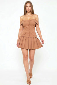 Woven Off The Shoulder Mini Dress