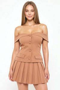 Woven Off The Shoulder Mini Dress