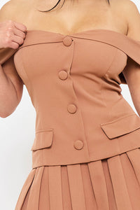 Symphony Dress - Woven Off The Shoulder Mini Dress | Zezebe