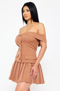 Symphony Dress - Woven Off The Shoulder Mini Dress | Zezebe