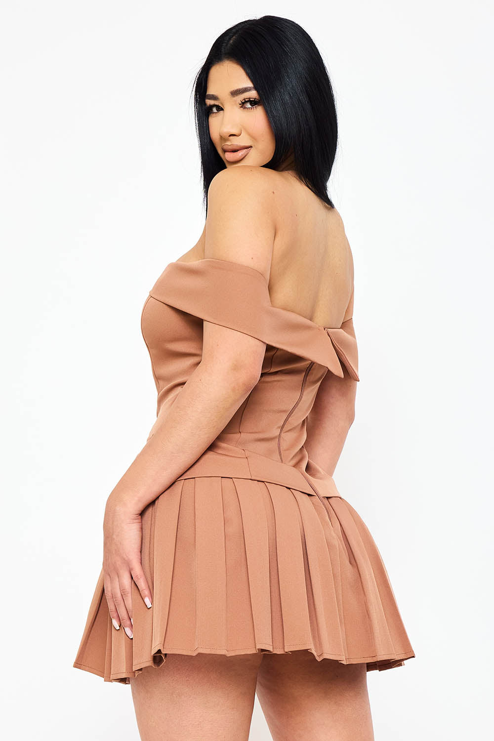 Symphony Dress - Woven Off The Shoulder Mini Dress | Zezebe