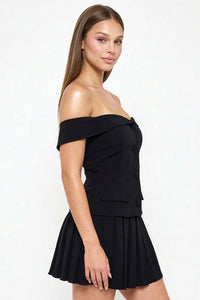 Woven Off The Shoulder Mini Dress