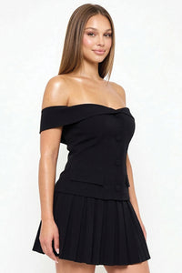 Woven Off The Shoulder Mini Dress