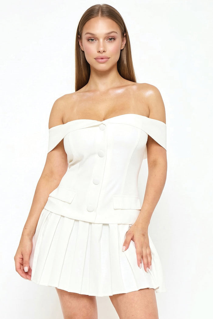 Woven Off The Shoulder Mini Dress