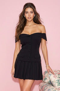 Woven Off The Shoulder Mini Dress