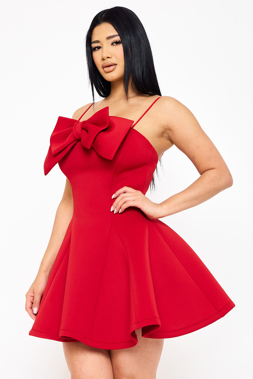 Super Techno Bow Front Mini Dress