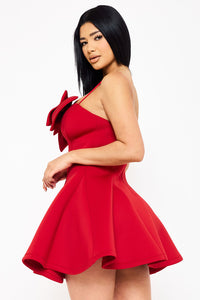 Super Techno Bow Front Mini Dress