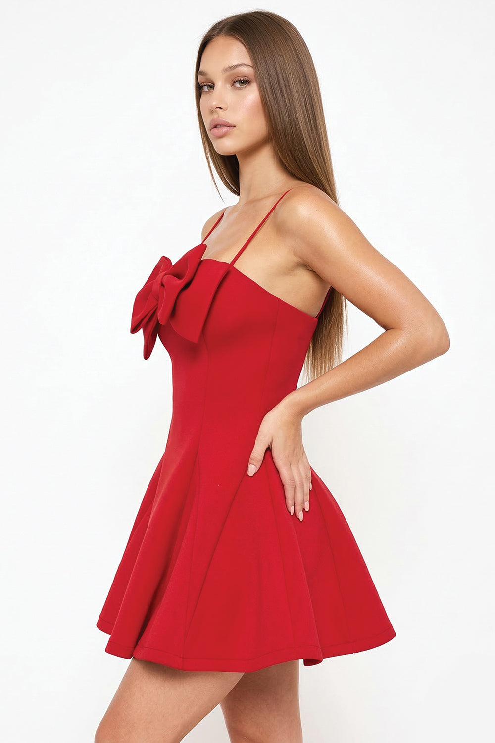 Super Techno Bow Front Mini Dress