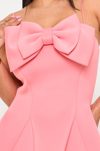 Super Techno Bow Front Mini Dress