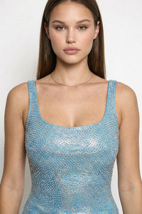 Gradient Rhinestone Midi Dress