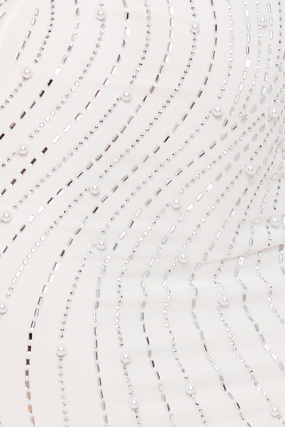 Rhinestone Trim Wave With Pearl On Power Mesh Mini Dress