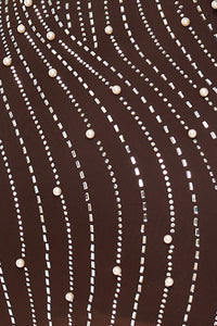 Rhinestone Trim Wave With Pearl On Power Mesh Mini Dress